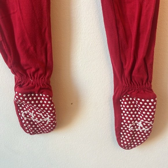 Kic Kee Pants girl zip pajama 9 to 12 mo ruffle long sleeve and bottom berry red - Picture 5 of 9